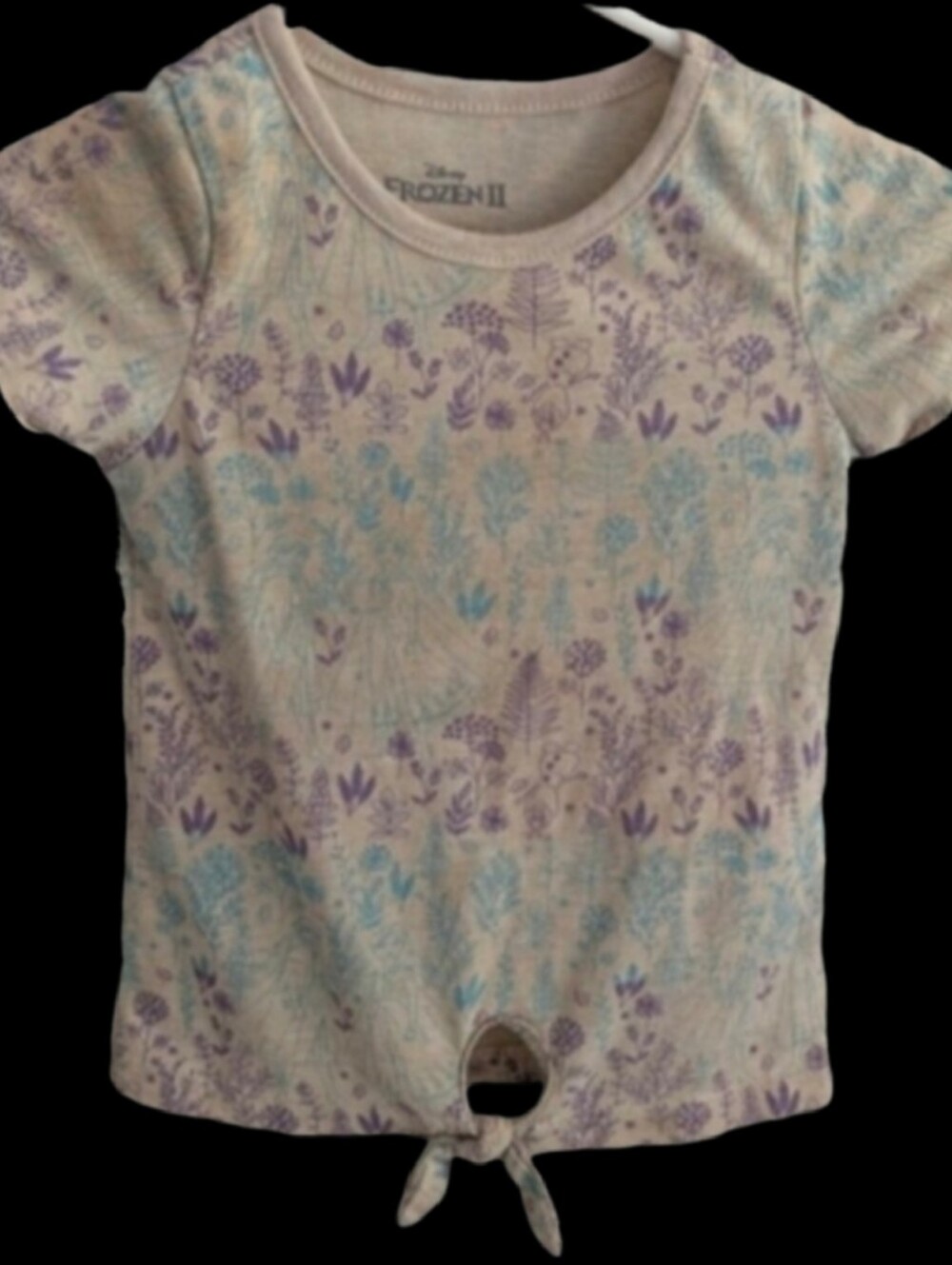Frozen 2 Shirt Girls 5T Tie-Front Disney Frozen II Ana Elsa Pastel Floral